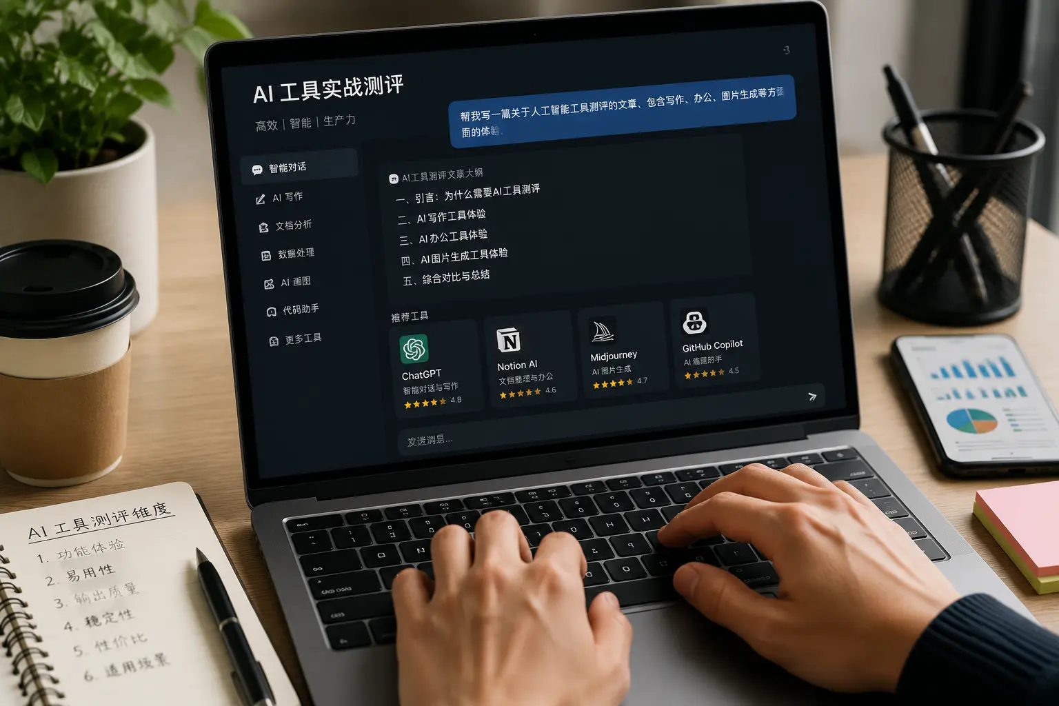 AI工具实测体验、智能写作与办公效率提升场景展示.webp